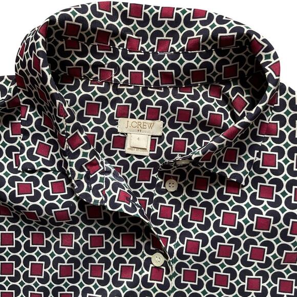 J. Crew Geometric Button Classic Knee Length Shirt Dress. Size 4 - Picture 4 of 8